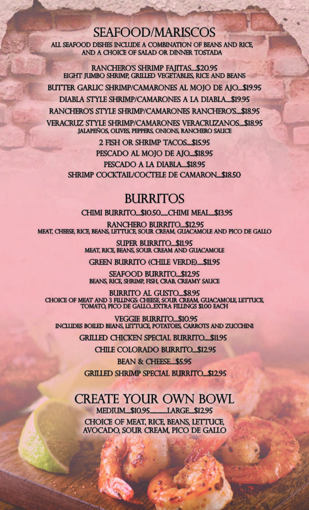 Ranchero menu saefood